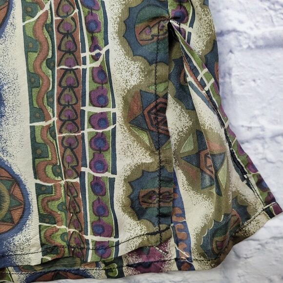 Vintage Silk Stunt Collections Earthtone Abstract Style Shirt size Medium - Picture 5 of 11